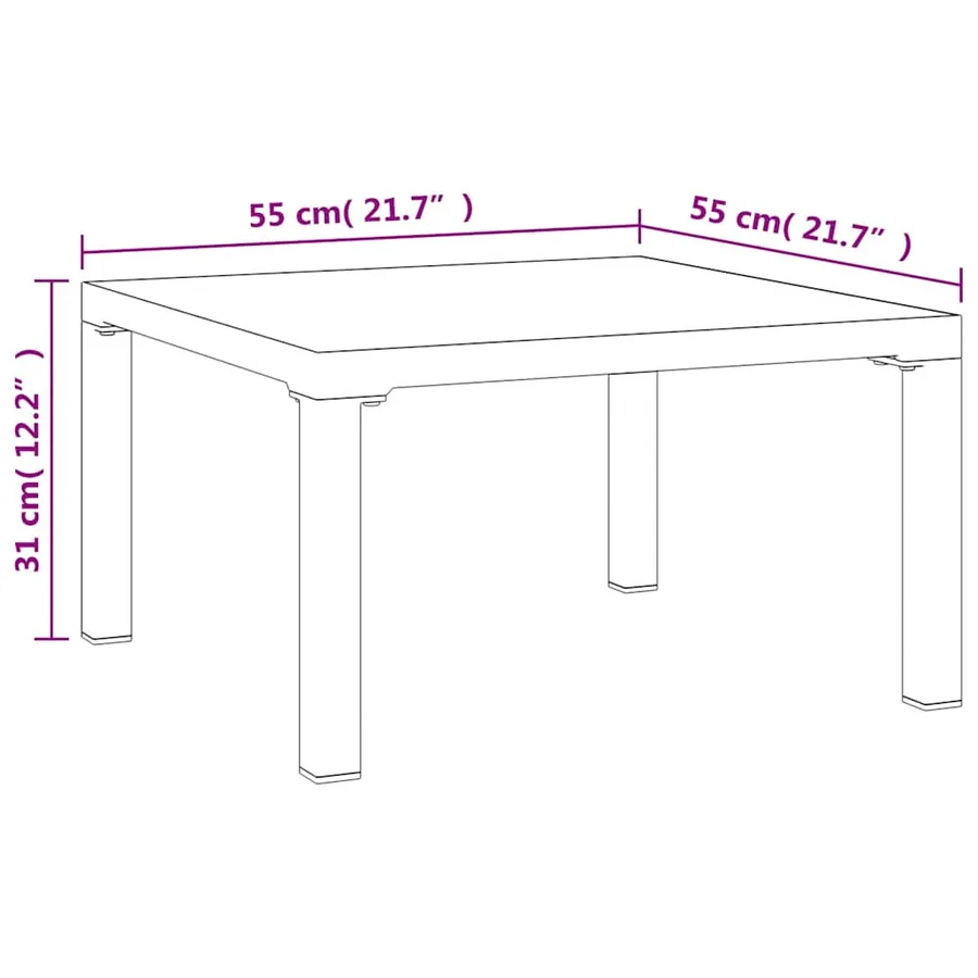Table basse de jardin gris 55x55x31 cm DPC et acier - 6