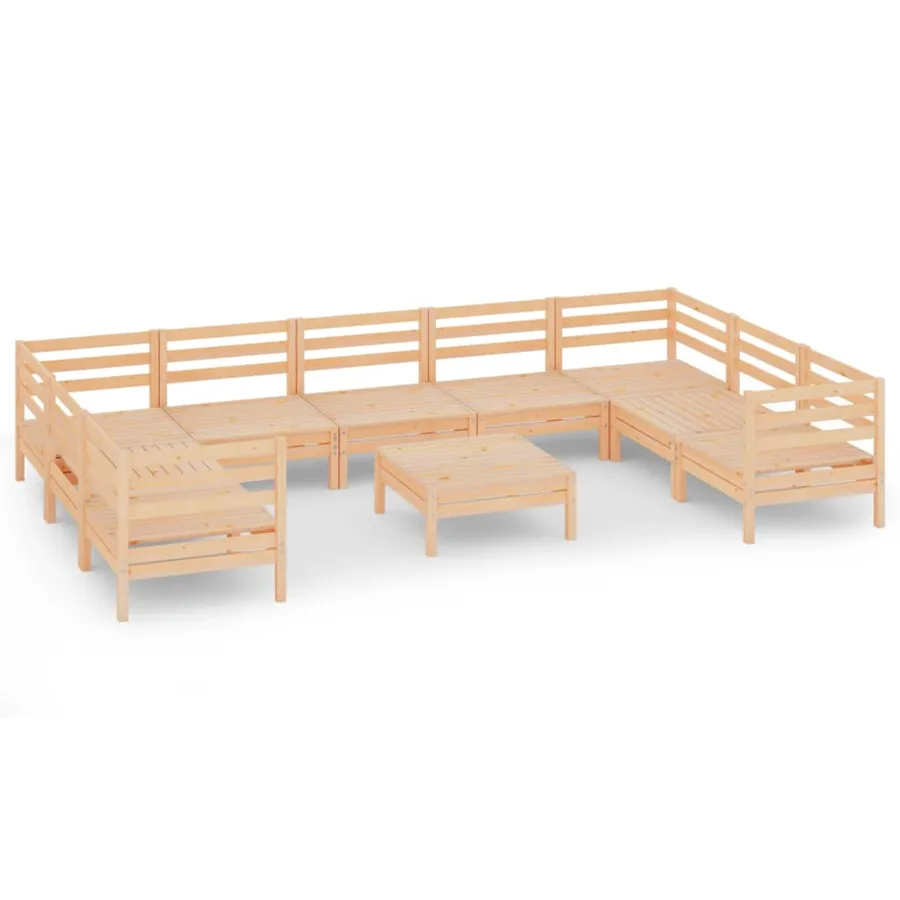 Salon de jardin 10 pcs Bois de pin massif - 2