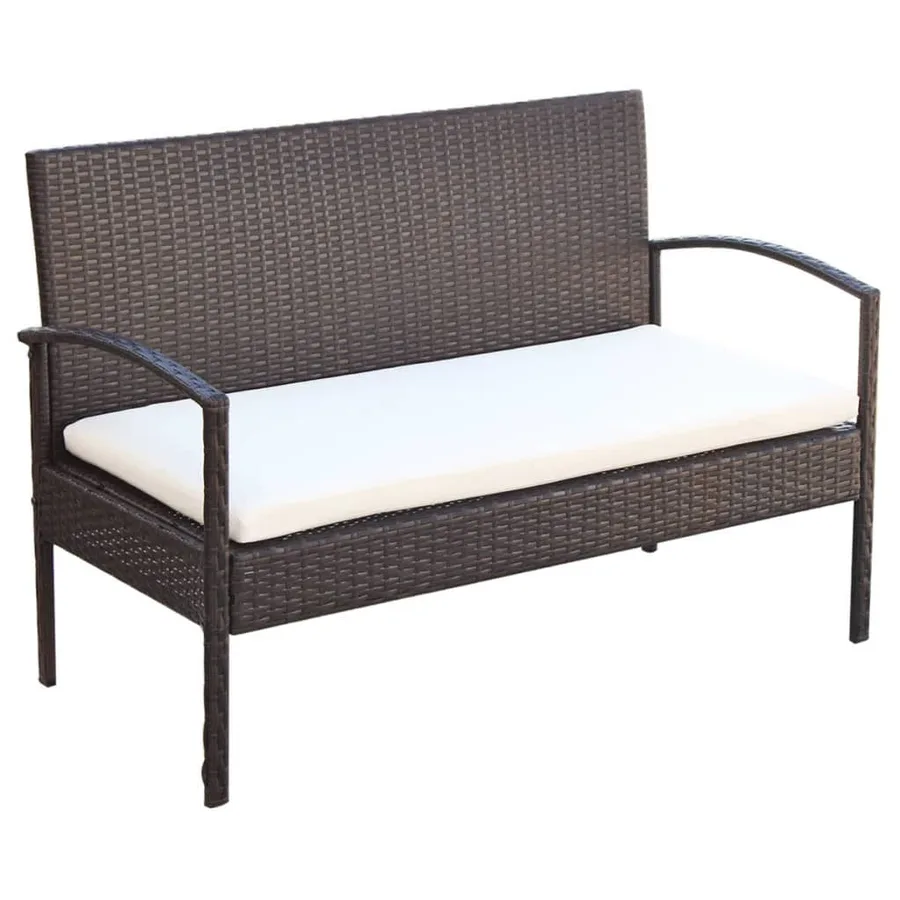 Salon de jardin 4 pcs avec coussins Résine tressée Marron - 4