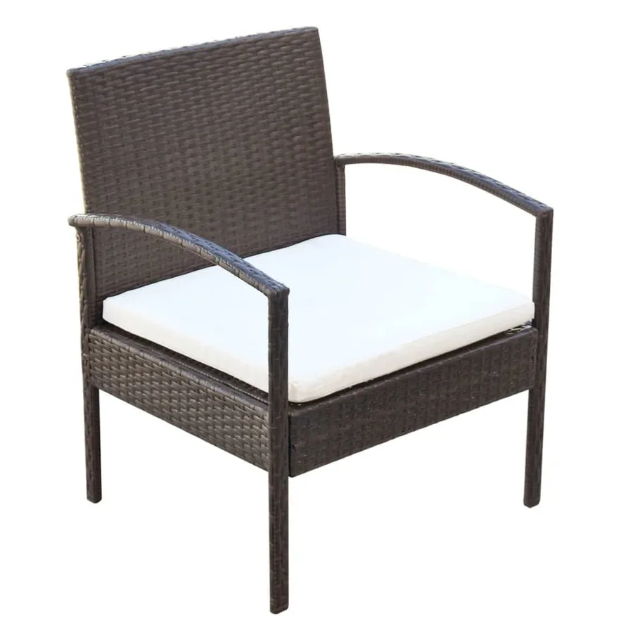 Salon de jardin 4 pcs avec coussins Résine tressée Marron - 5