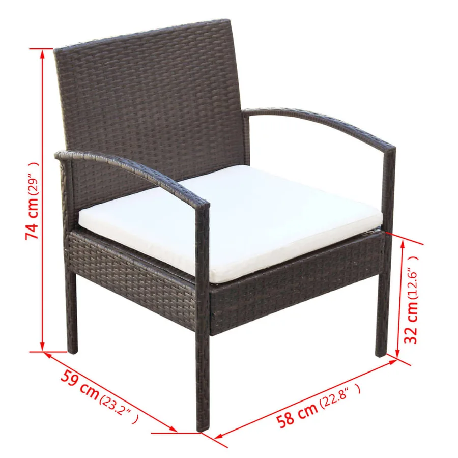 Salon de jardin 4 pcs avec coussins Résine tressée Marron - 8