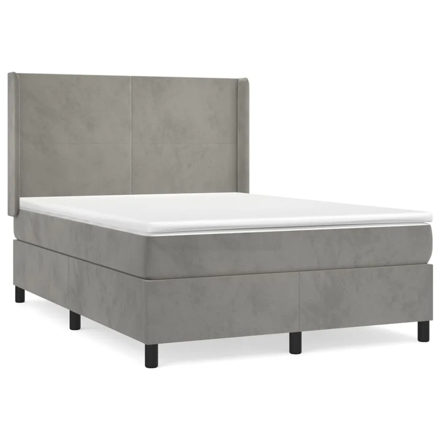 Sommier à lattes de lit et matelas Gris clair 140x200cm Velours - 2