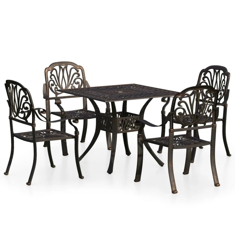 Ensemble de bistro 5 pcs Aluminium coulé Bronze - 2