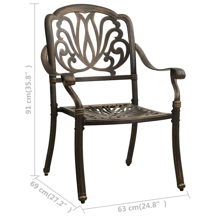 Ensemble de bistro 3 pcs Aluminium coulé Bronze - 16