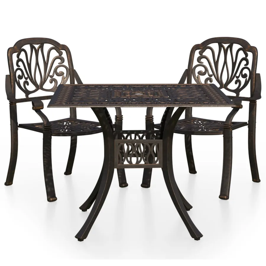 Ensemble de bistro 3 pcs Aluminium coulé Bronze - 2