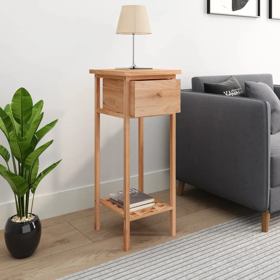 Table d'appoint avec tiroir 25x25x60 cm Bois massif de noyer - 3