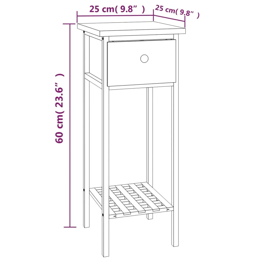 Table d'appoint avec tiroir 25x25x60 cm Bois massif de noyer - 8
