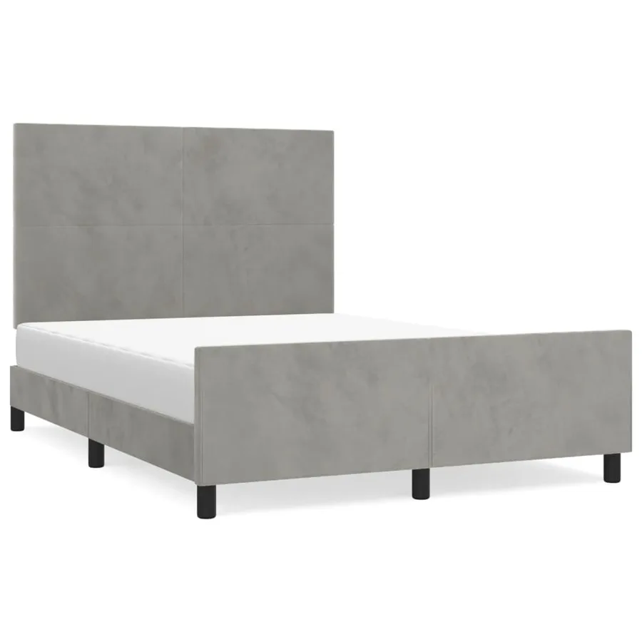 Cadre de lit sans matelas gris clair 140x200 cm velours - 2