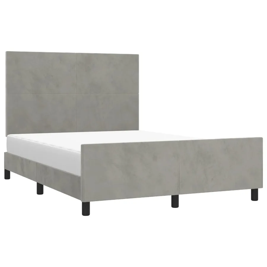 Cadre de lit sans matelas gris clair 140x200 cm velours - 3