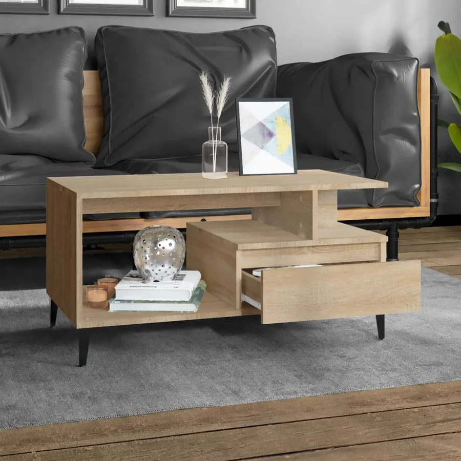 Table basse Chêne sonoma 90x49x45 cm Bois d'ingénierie - 3