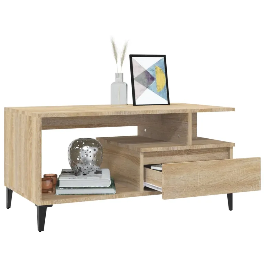 Table basse Chêne sonoma 90x49x45 cm Bois d'ingénierie - 4