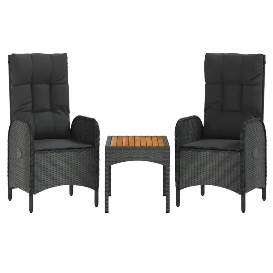 Ensemble à manger de jardin 4 pcs avec coussins noir - 4