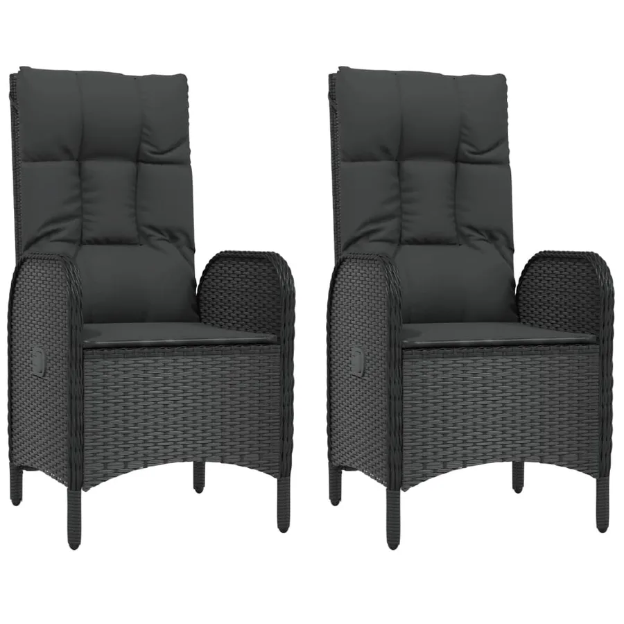 Ensemble à manger de jardin 4 pcs avec coussins noir - 5