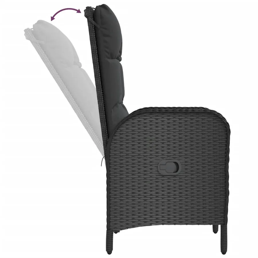 Ensemble à manger de jardin 4 pcs avec coussins noir - 8