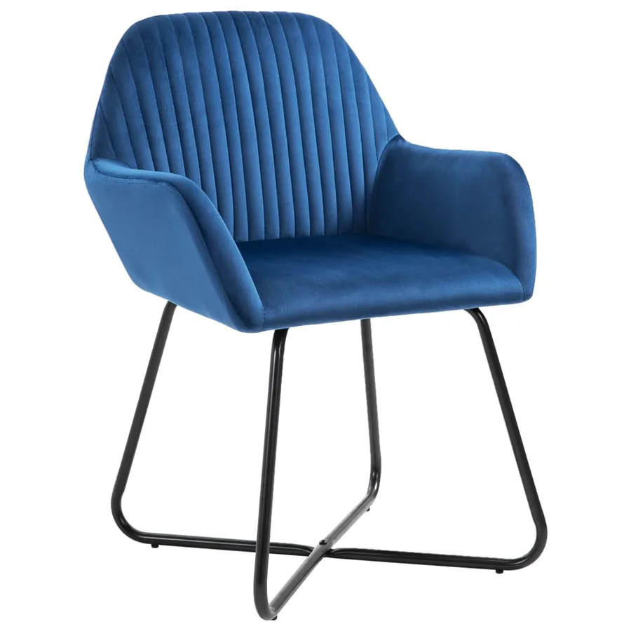 Chaises à manger lot de 2 Bleu Velours - 2
