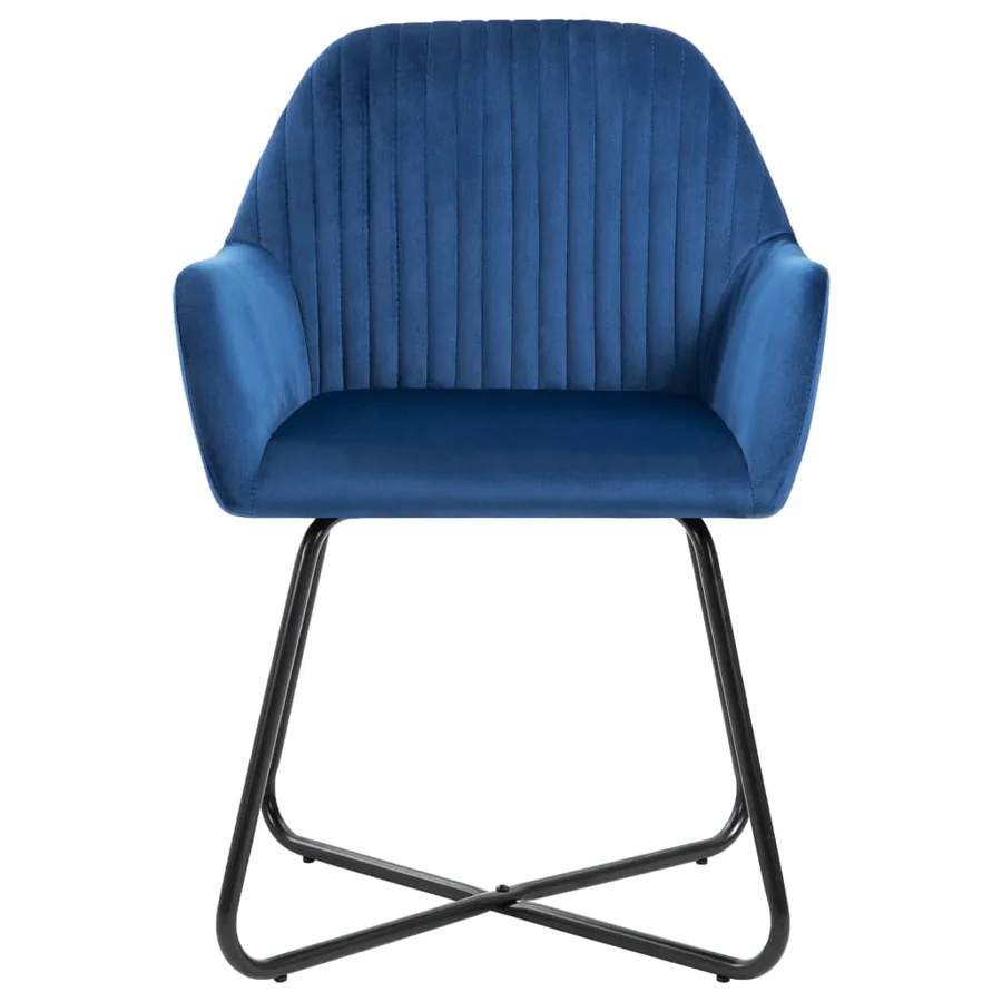 Chaises à manger lot de 2 Bleu Velours - 3