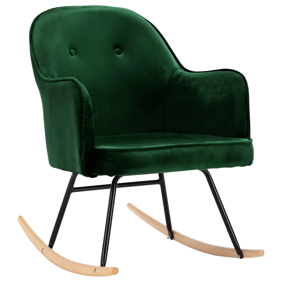 Chaise à bascule Vert foncé Velours - 2