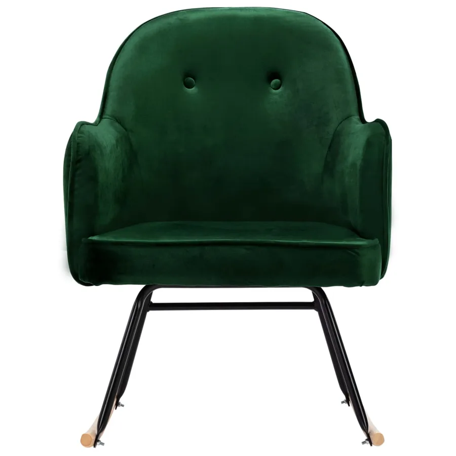 Chaise à bascule Vert foncé Velours - 3