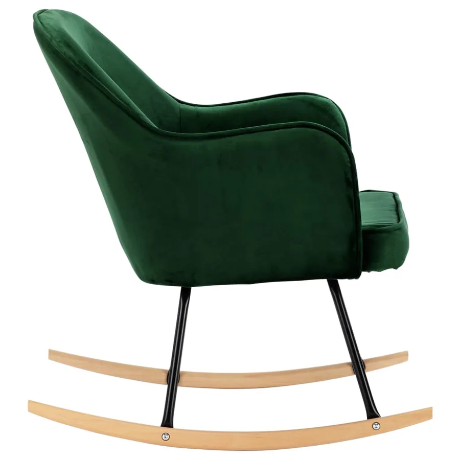 Chaise à bascule Vert foncé Velours - 4