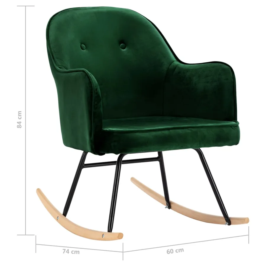 Chaise à bascule Vert foncé Velours - 8