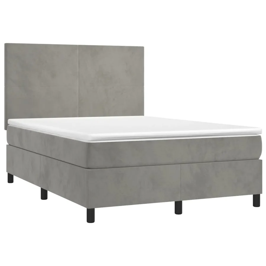 Sommier à lattes de lit avec matelas LED Gris clair 140x190 cm - 3