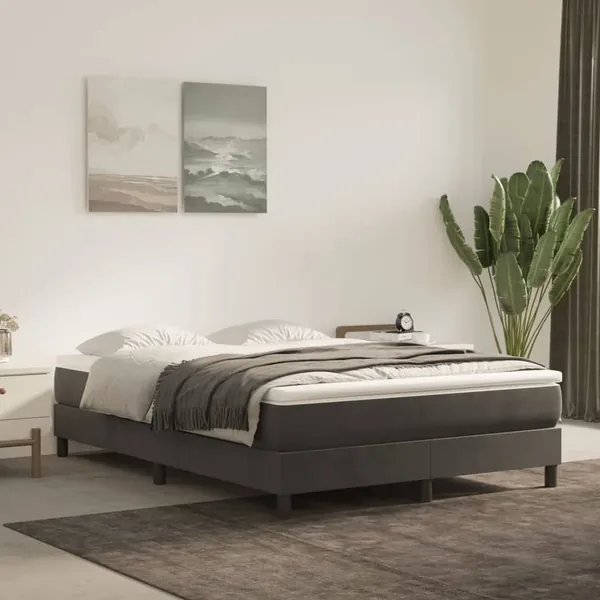 Sommier à lattes de lit et matelas Gris foncé 140x190cm Velours
