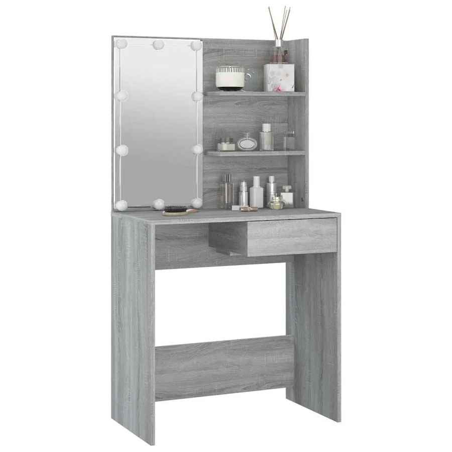 Coiffeuse avec LED Sonoma gris 74,5x40x141 cm - 12