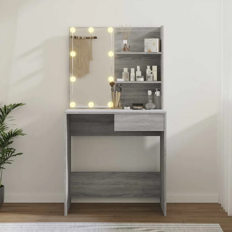 Coiffeuse avec LED Sonoma gris 74,5x40x141 cm - 13
