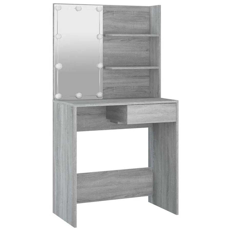 Coiffeuse avec LED Sonoma gris 74,5x40x141 cm - 3
