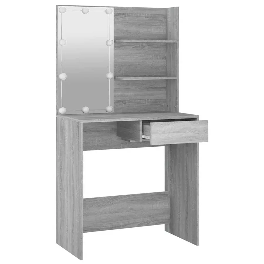 Coiffeuse avec LED Sonoma gris 74,5x40x141 cm - 4