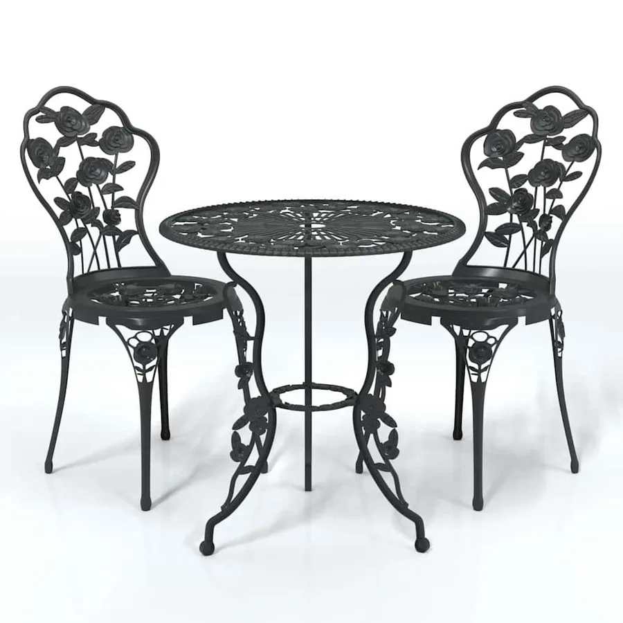 Ensemble de bistro 3 pcs Aluminium coulé Noir - 2