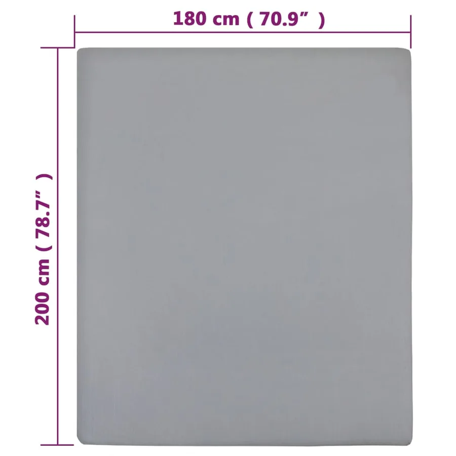 Drap-housse Jersey Gris 180x200 cm Coton - 5