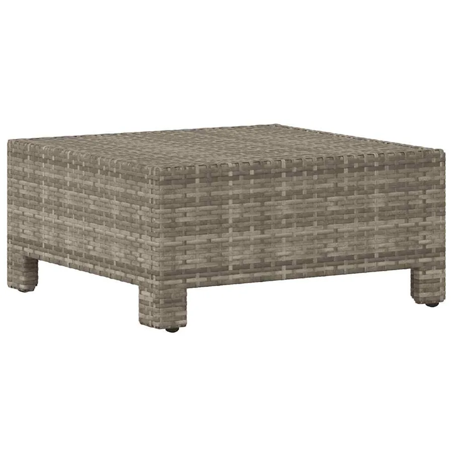 Repose-pieds de jardin avec coussin en polyrotin gris - 3