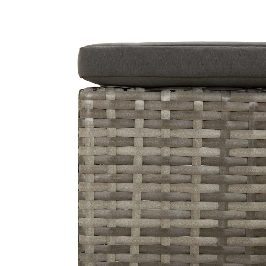 Repose-pieds de jardin avec coussin en polyrotin gris - 7
