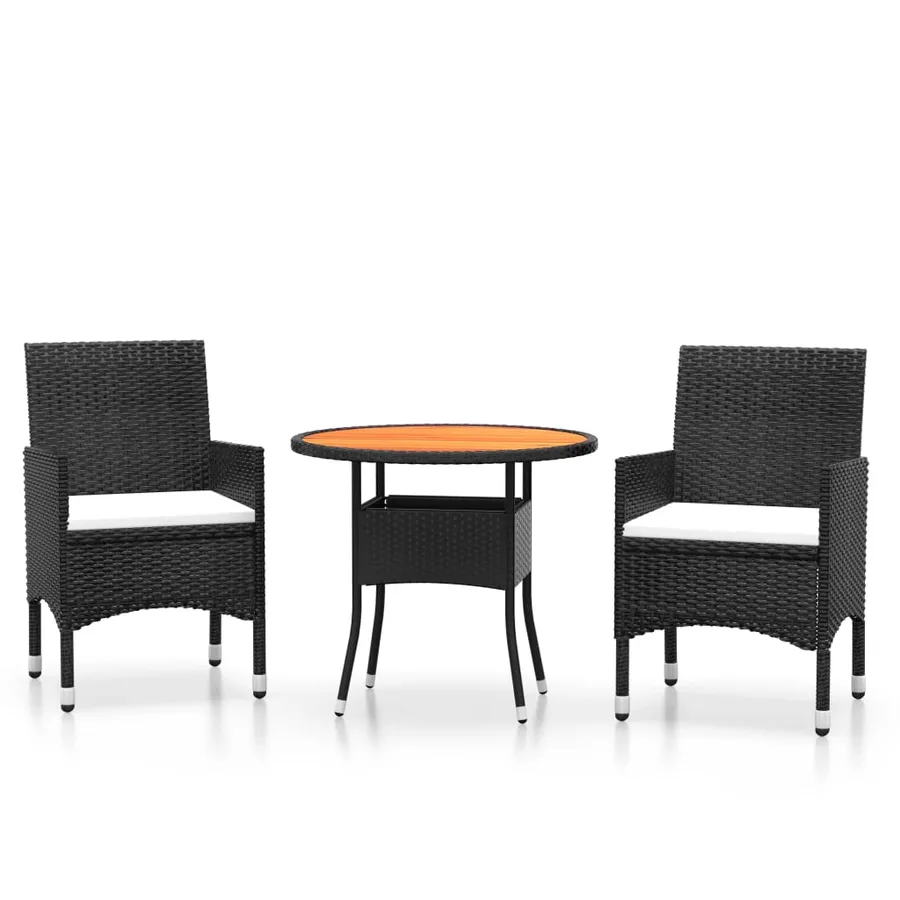Ensemble à manger de jardin 3 pcs Résine tressée Noir - 2