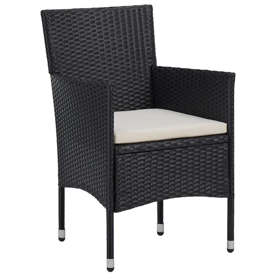 Ensemble à manger de jardin 3 pcs Résine tressée Noir - 3