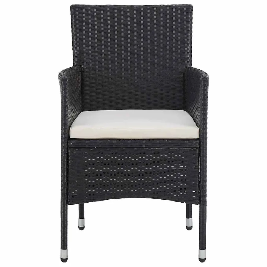 Ensemble à manger de jardin 3 pcs Résine tressée Noir - 4