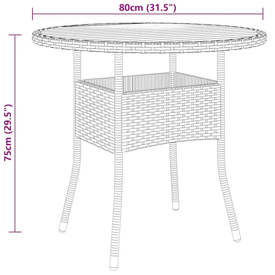 Ensemble à manger de jardin 3 pcs Résine tressée Noir - 8