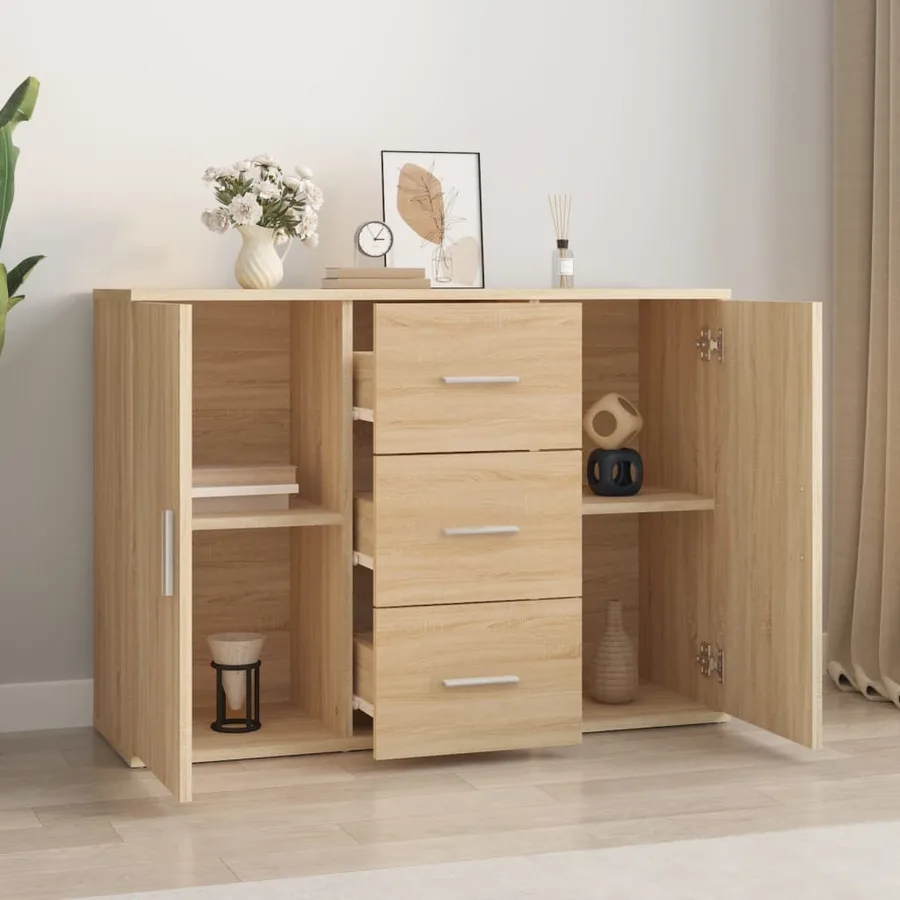 Buffet chêne sonoma 91x29,5x65 cm bois d'ingénierie - 3