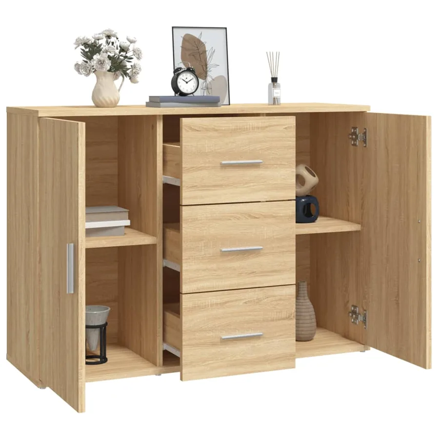 Buffet chêne sonoma 91x29,5x65 cm bois d'ingénierie - 5
