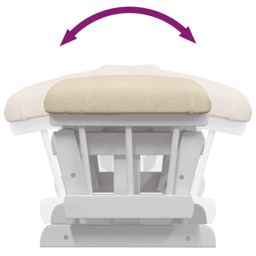 Chaise berçante avec repose-pied Blanc crème Tissu - 10