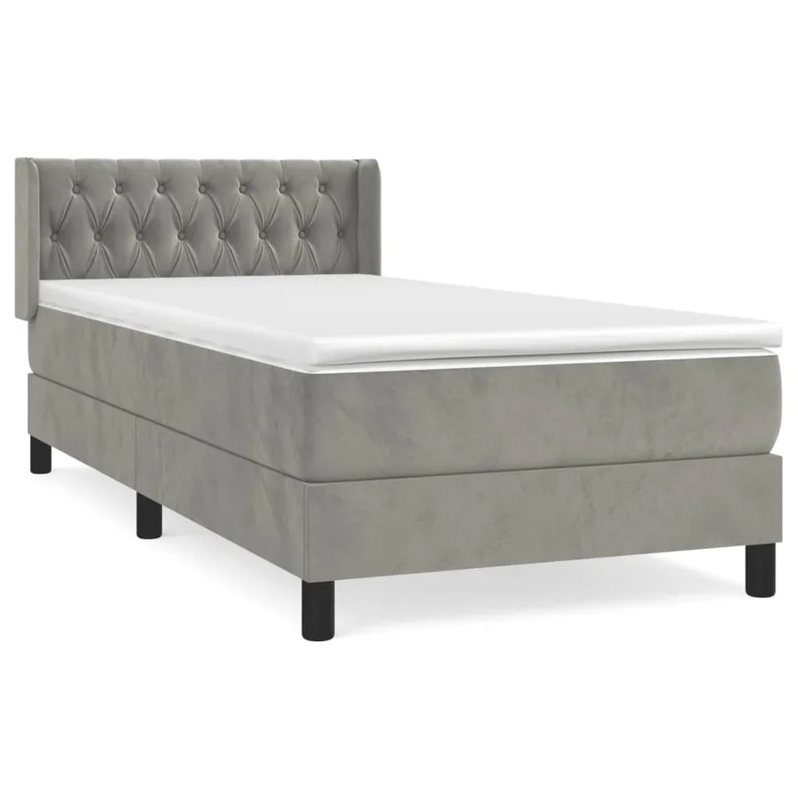 Sommier à lattes de lit et matelas Gris clair 100x200cm Velours - 2