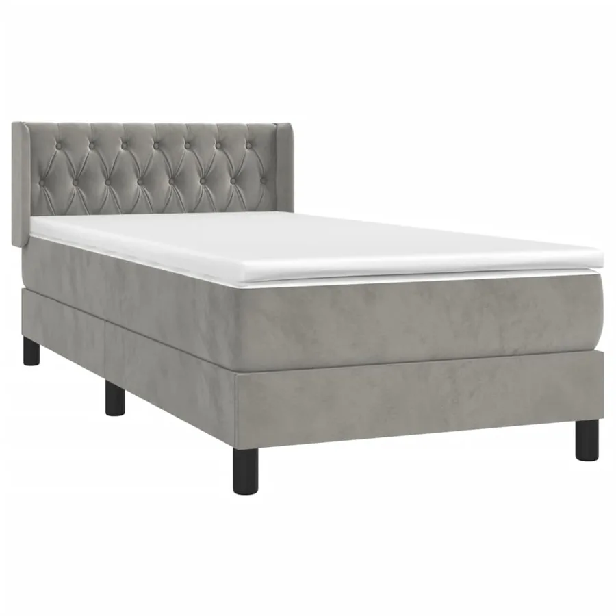 Sommier à lattes de lit et matelas Gris clair 100x200cm Velours - 3