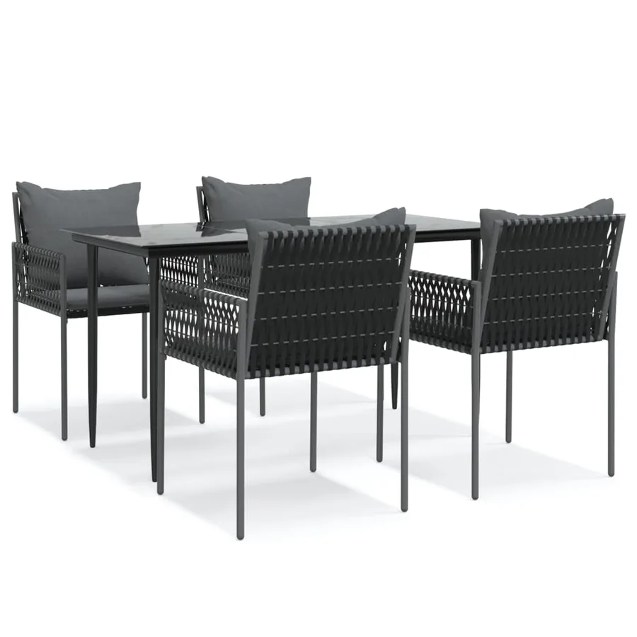 Ensemble à manger de jardin 5 pcs coussins résine tressée acier - 2