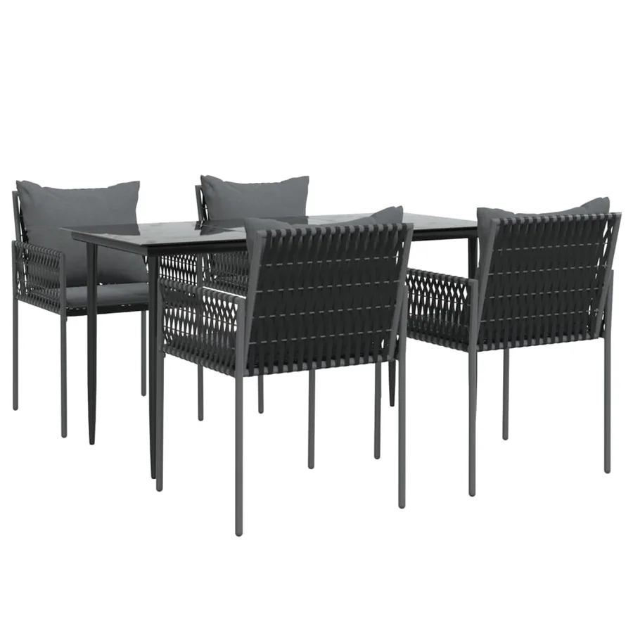 Ensemble à manger de jardin 5 pcs coussins résine tressée acier - 3