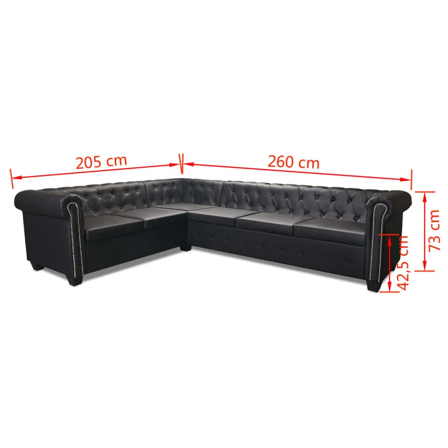 Canapé d'angle Chesterfield 6 places Cuir synthétique Noir - 7