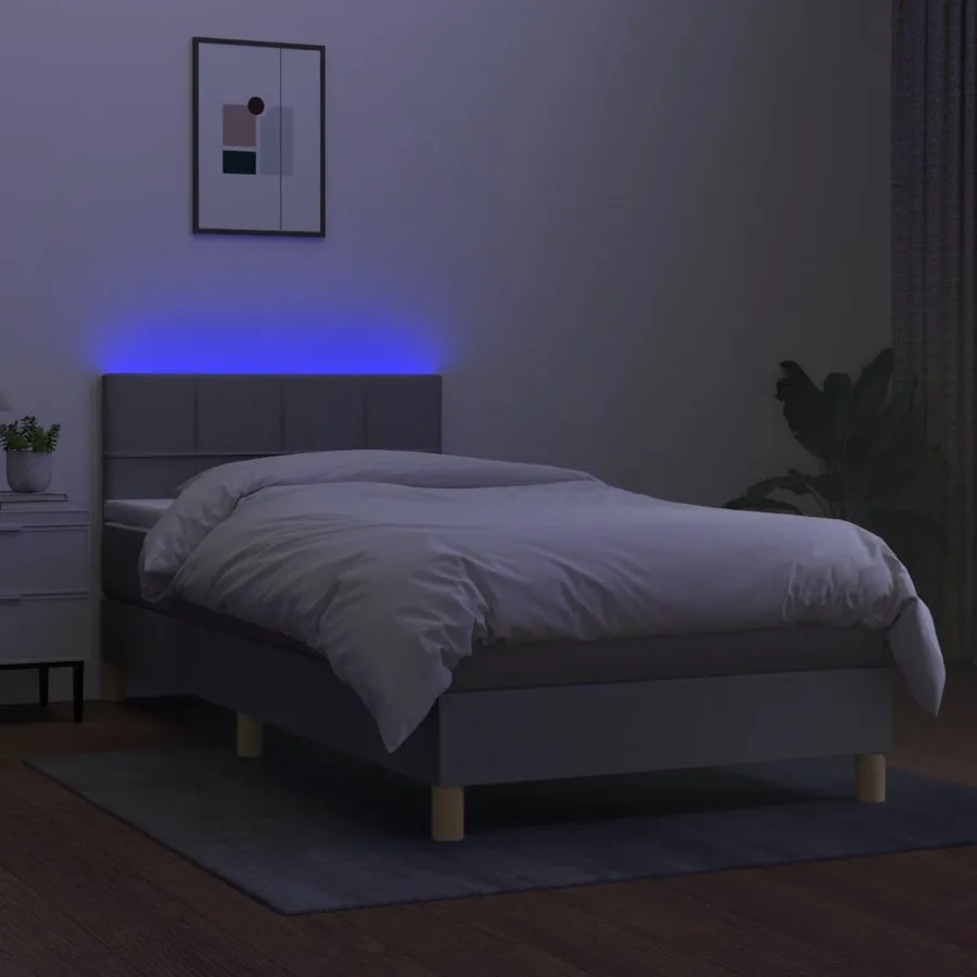 Sommier à lattes de lit avec matelas et LED Gris clair 80x200cm - 4
