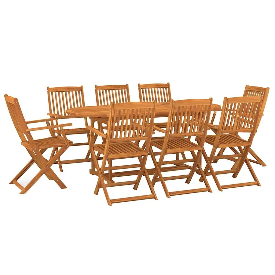 Ensemble à manger de jardin 9 pcs bois massif d'acacia - 2