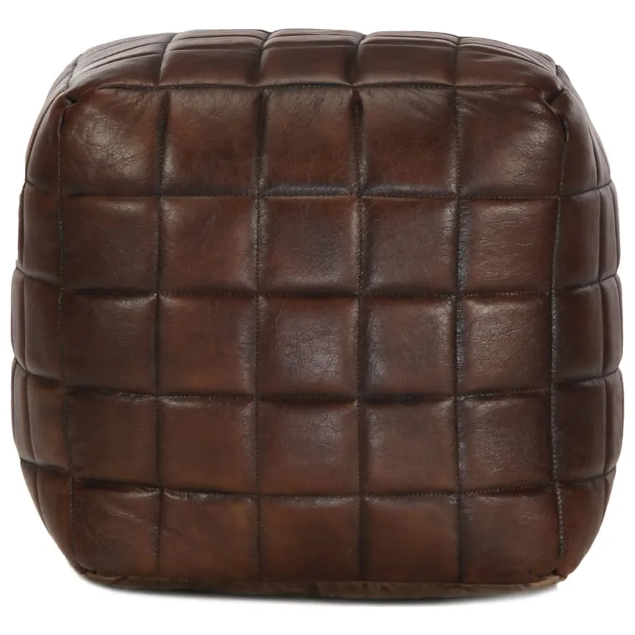 Pouf 40 x 40 x 40 cm Marron foncé Cuir véritable de chèvre - 2