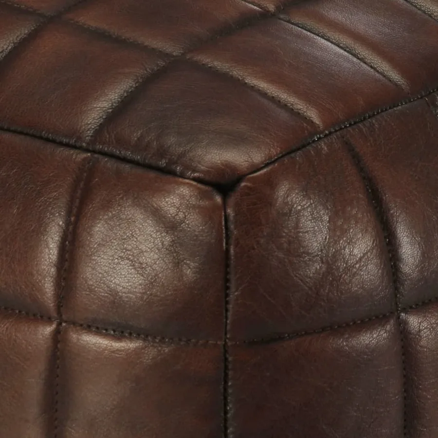 Pouf 40 x 40 x 40 cm Marron foncé Cuir véritable de chèvre - 3